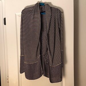 BCBGMaxAzria Black and Cream Striped Cardigan